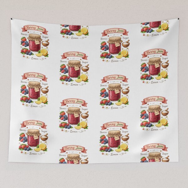 Item preview, Vintage Berry Jam Recipe Farmhouse Kitchen Wall Art designed and sold by FestivityFinds.