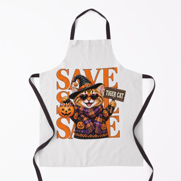 Item preview, Save Tiger Cat Halloween Witch Hat Heart Sunglasses Funny Graphic designed and sold by CozyCubs-Art.