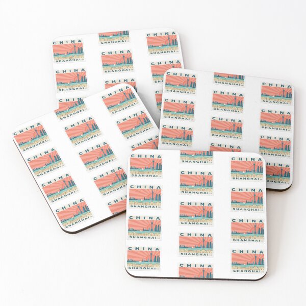 Item preview, Vintage Shanghai China Postage Stamp Skyline Vector designed and sold by Shutter-Dragon.