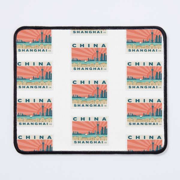Item preview, Vintage Shanghai China Postage Stamp Skyline Vector designed and sold by Shutter-Dragon.