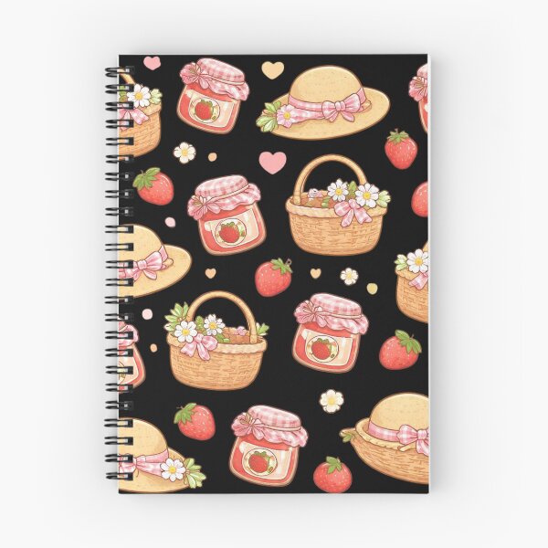Item preview, Cute Cottagecore Strawberry Picnic Basket Jam Jar Pattern designed and sold by FestivityFinds.