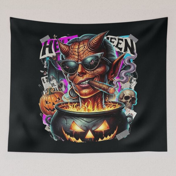 Item preview, Halloween She Devil Cigar Pumpkin Cauldron designed and sold by Voodoo Store Paranormal Collections.