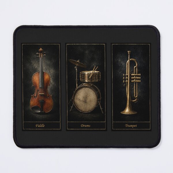 Item preview, Vintage Music Triptych FDT — Fiddle, Drums & Trumpet designed and sold by 3rdBirdInk.