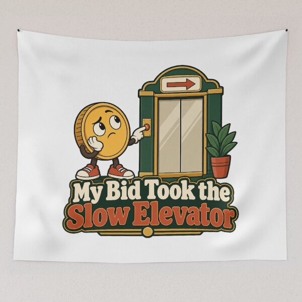 Item preview, Slow Elevator Bid Funny Trading Cartoon Design designed and sold by Bikivuno.