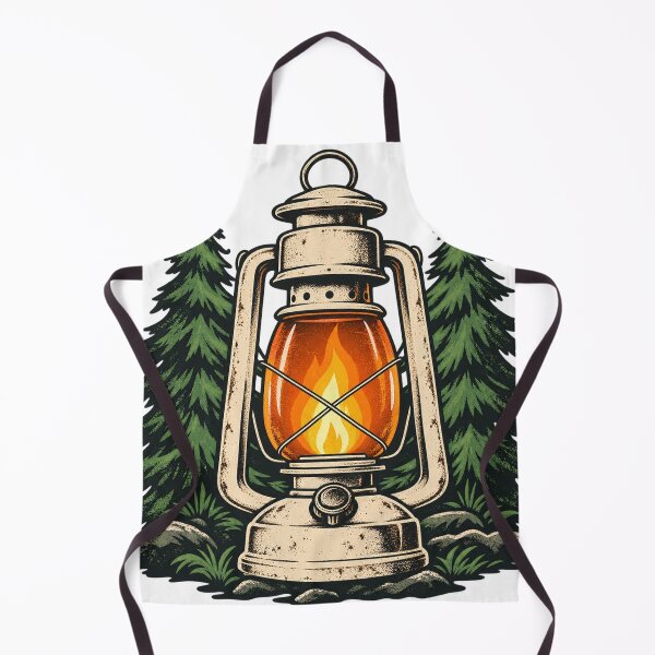 Aperçu de l'œuvre Retro Hiking Lantern And Pine Graphic créée et vendue par S06PMarketing.
