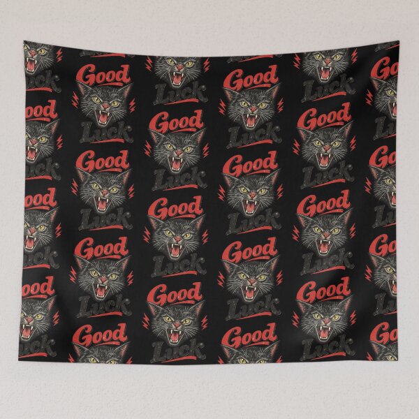 Item preview, Good Luck Angry Black Cat Vintage Traditional Tattoo Design designed and sold by SEINENGAPPI8.