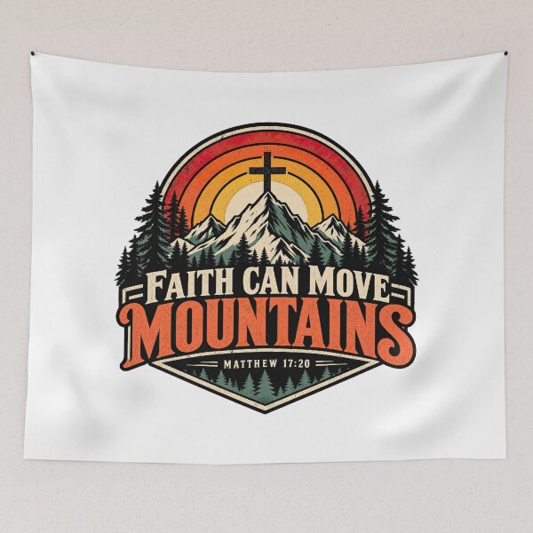 Item preview, Faith Can Move Mountains, Matthew 17:20 Christian Bible Verse designed and sold by graphic-genie.