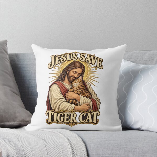 Item preview, Jesus Save Tiger Cat Christian Cat Lover Vintage designed and sold by YAWO-PAE.