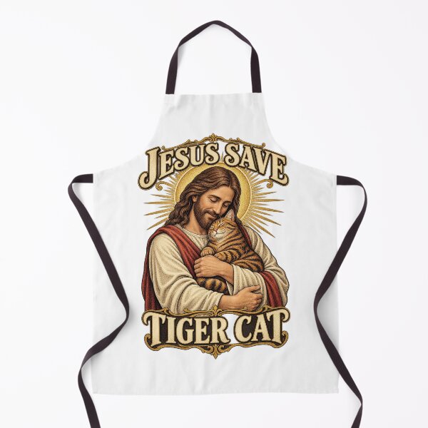 Item preview, Jesus Save Tiger Cat Christian Cat Lover Vintage designed and sold by YAWO-PAE.