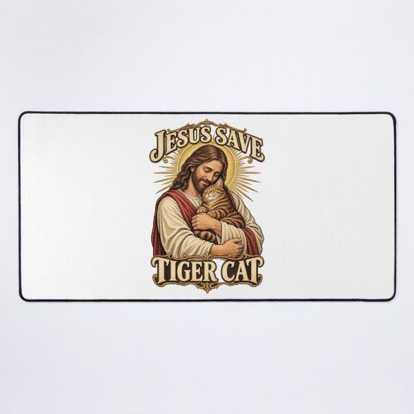 Item preview, Jesus Save Tiger Cat Christian Cat Lover Vintage designed and sold by YAWO-PAE.