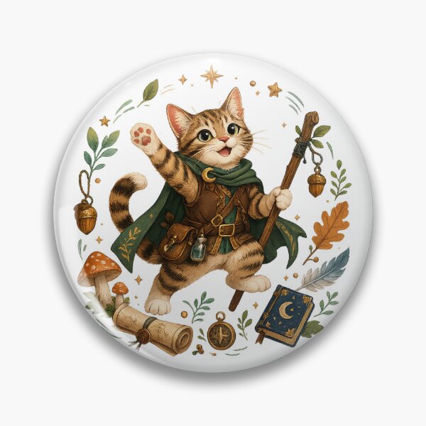 Item preview, Cute Wizard Cat Adventurer Woodland Fantasy RPG Illustration Art Design designed and sold by inkoutninja.