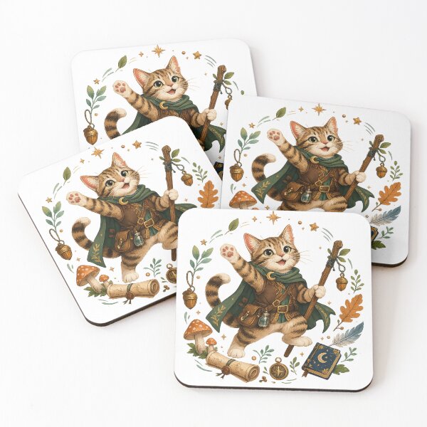 Item preview, Cute Wizard Cat Adventurer Woodland Fantasy RPG Illustration Art Design designed and sold by inkoutninja.
