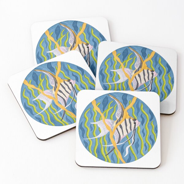 Item preview, Between the Reeds – Kintsugi Angelfish Watercolour | Ripple and Reflection Series designed and sold by newsuept25.art.
