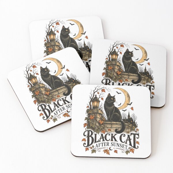 Item preview, Black Cat After Sunset Halloween Vintage Cat Graphic designed and sold by pradeepvisuals.