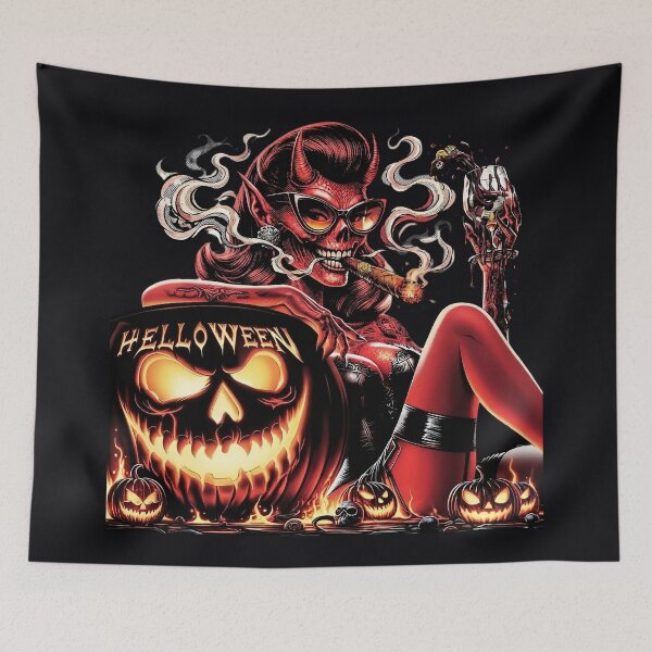 Item preview, Halloween She Devil Wine Glass Pumpkin designed and sold by Voodoo Store Paranormal Collections.