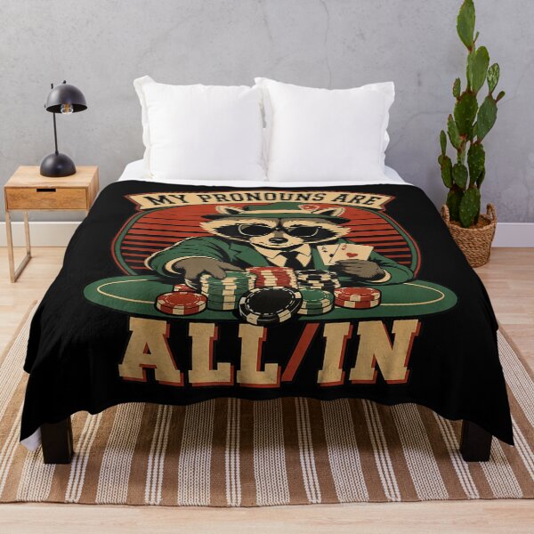 Item preview, Pronouns are All in Funny Poker Player Gambling Meme Raccoon designed and sold by AnsadoWinu.