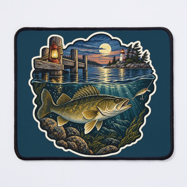 Item preview, Great Lakes Blue Hour Walleye Fishing Sticker designed and sold by WaynesCave.