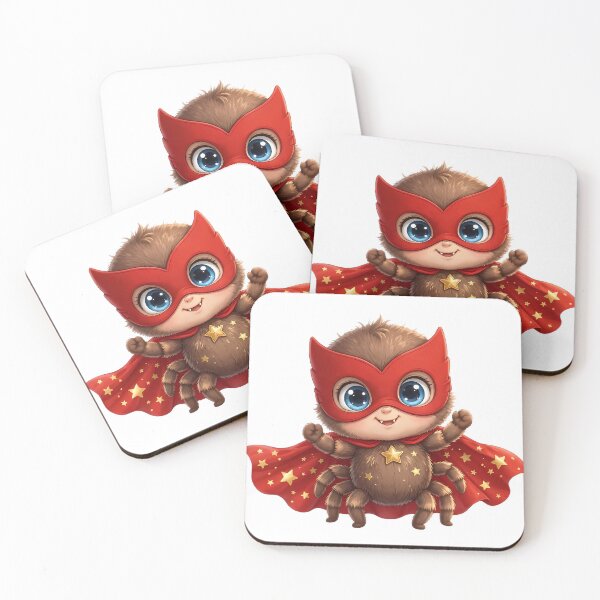 Item preview,  Cute Baby Spider Superhero - Kawaii Spider Hero with Red Cape Gold Stars - Adorable Fluffy Spider Kids Birthday designed and sold by HoMya.