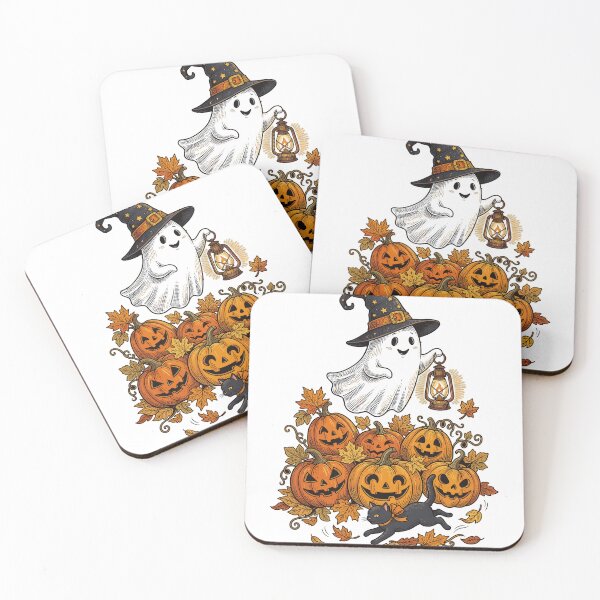 Item preview, Ghost Witch Lantern Black Cat Pumpkin Pile designed and sold by Ranpict.