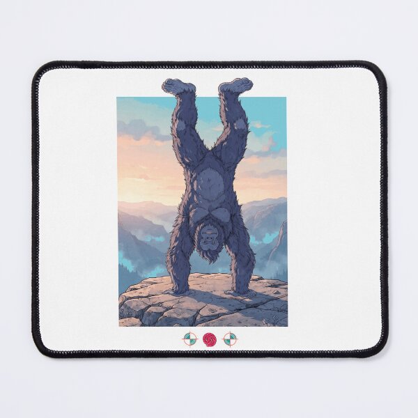 Item preview, Friendly Bigfoot Handstand on Mountain Peak at Sunrise designed and sold by Whimsy Trail Co.