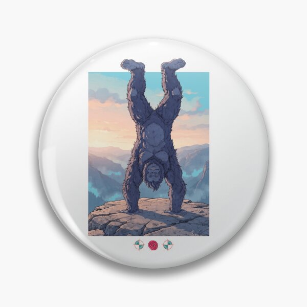 Item preview, Friendly Bigfoot Handstand on Mountain Peak at Sunrise designed and sold by Whimsy Trail Co.