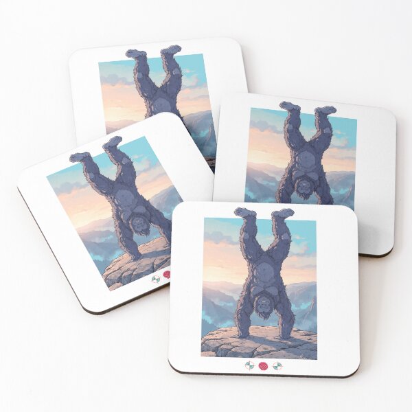Item preview, Friendly Bigfoot Handstand on Mountain Peak at Sunrise designed and sold by Whimsy Trail Co.