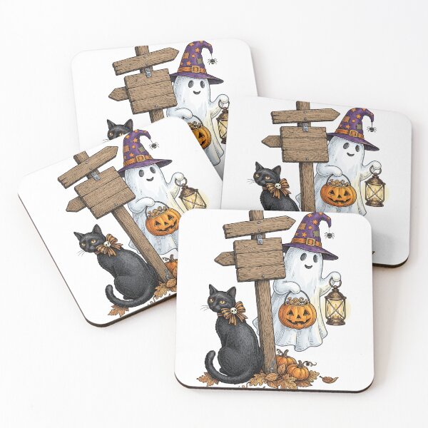 Item preview, Ghost Witch Signpost Black Cat Pumpkins designed and sold by Ranpict.