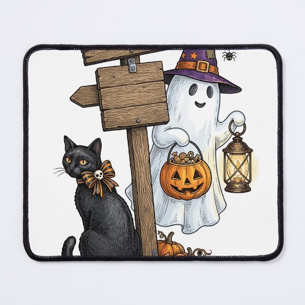 Item preview, Ghost Witch Signpost Black Cat Pumpkins designed and sold by Ranpict.