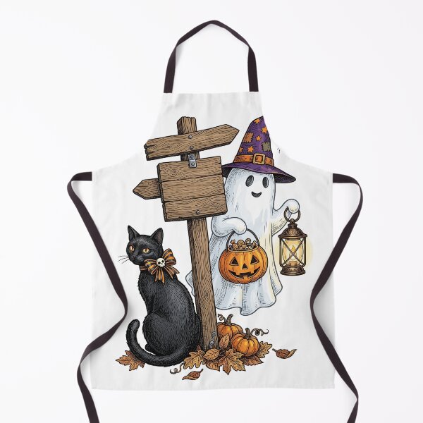 Item preview, Ghost Witch Signpost Black Cat Pumpkins designed and sold by Ranpict.