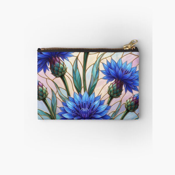 Item preview, Blue Cornflower Stained Glass Art - Botanical Vitrage Floral Design designed and sold by Exquisite Design Studio „Paculówka”.