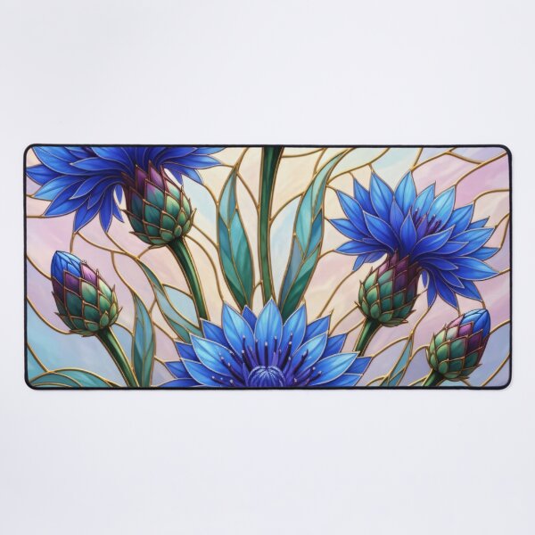 Item preview, Blue Cornflower Stained Glass Art - Botanical Vitrage Floral Design designed and sold by Exquisite Design Studio „Paculówka”.