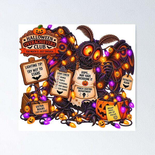 Item preview, ⚡HALLOWEEN OVERACHIEVERS CLUB - Mothman's Porch Lighting Department designed and sold by WheelieGdArt.