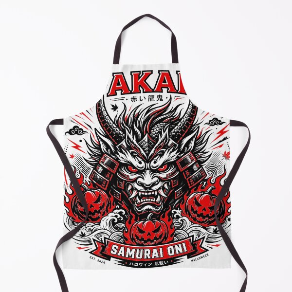 Item preview, AKAI Samurai Oni Dragon - Japanese Oni Mask Halloween Pumpkins Fire designed and sold by Tsuiho_art.