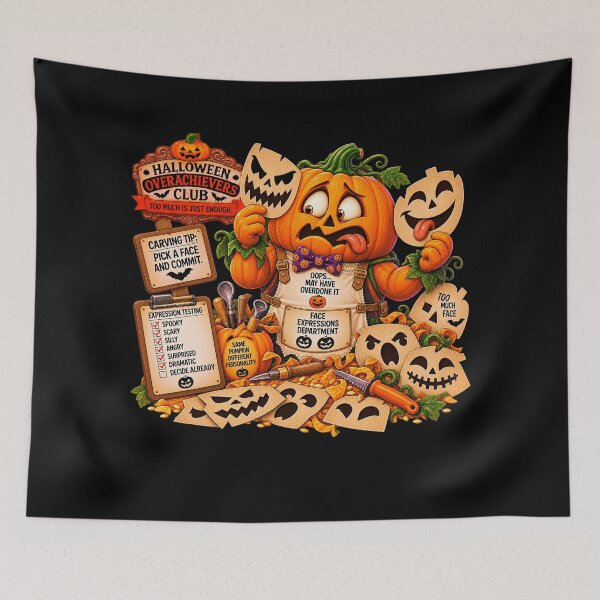 Item preview,  ⚡HALLOWEEN OVERACHIEVERS CLUB - Pumpkin Pete's Face Expressions Department - dark version designed and sold by WheelieGdArt.