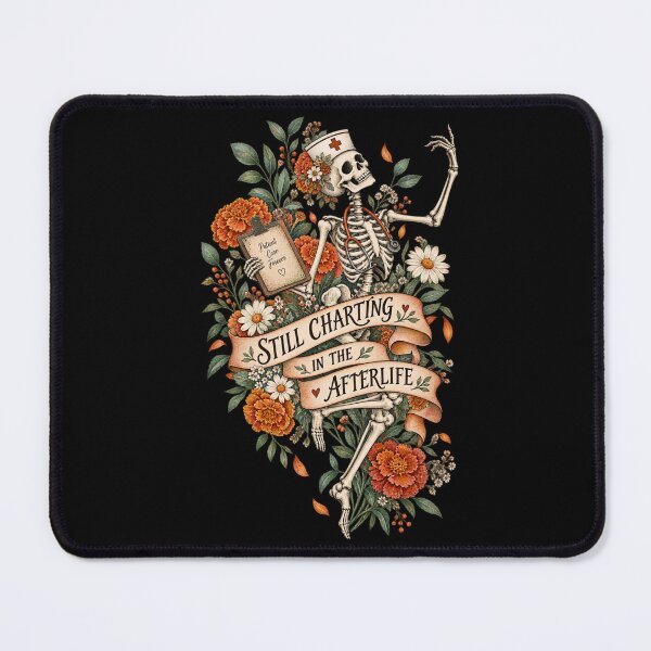 Item preview, Floral Skeleton Nurse Shirt, Still Charting in the Afterlife Tee, Cottagecore Halloween RN Gift, Botanical Spooky Nurse Sweatshirt designed and sold by PRINYOS.