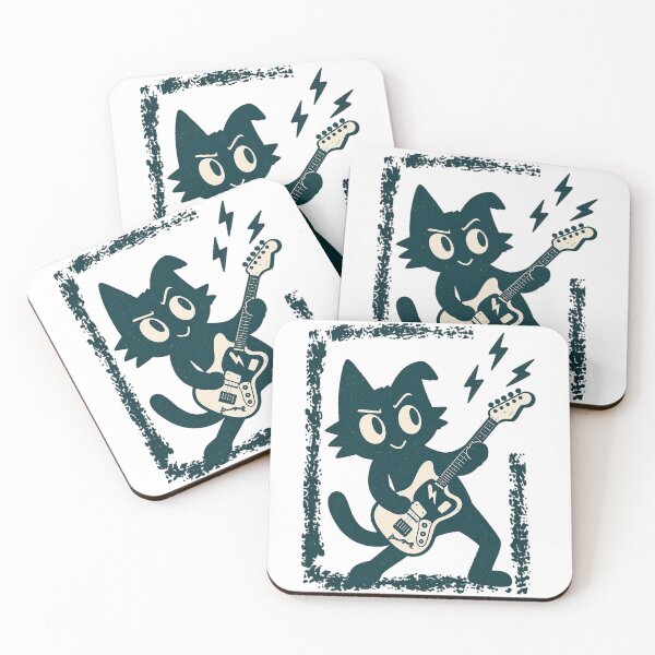 Item preview, Cool Rock Star Cat Playing Electric Guitar Vintage Retro designed and sold by YAWO-PAE.