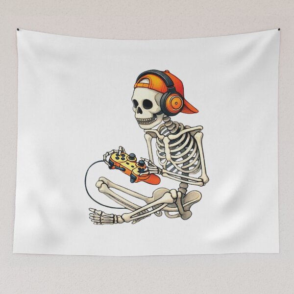 Item preview, Halloween Skeleton Gamer Video Gaming Boys Men Kids Tees  designed and sold by Daisy Grimes.