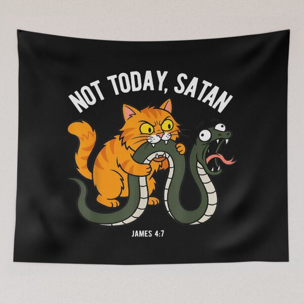 Item preview, Not Today Satan James 4:7 Christian Orange Cat Bible Humor designed and sold by LizzyKeiko.