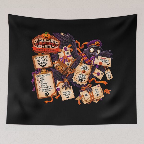 Item preview, ⚡HALLOWEEN OVERACHIEVERS CLUB - Raven's Invitation Delivery Department - dark version designed and sold by WheelieGdArt.