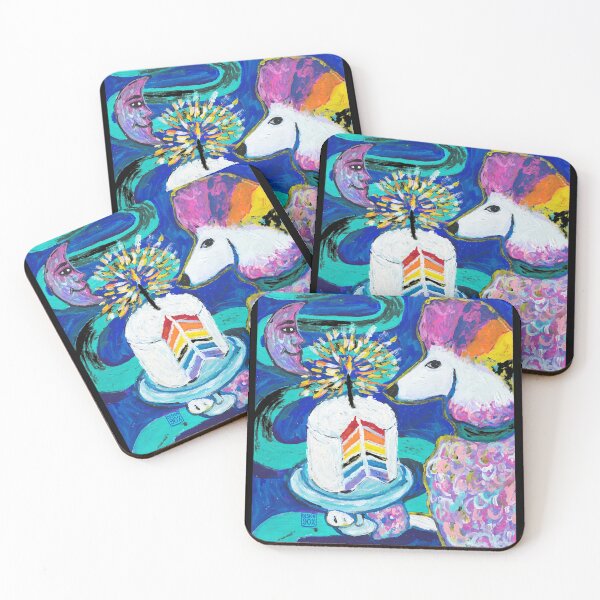 Item preview, Rainbow Poodle with Cake and Moon Art designed and sold by LAWRENCEROUGH.