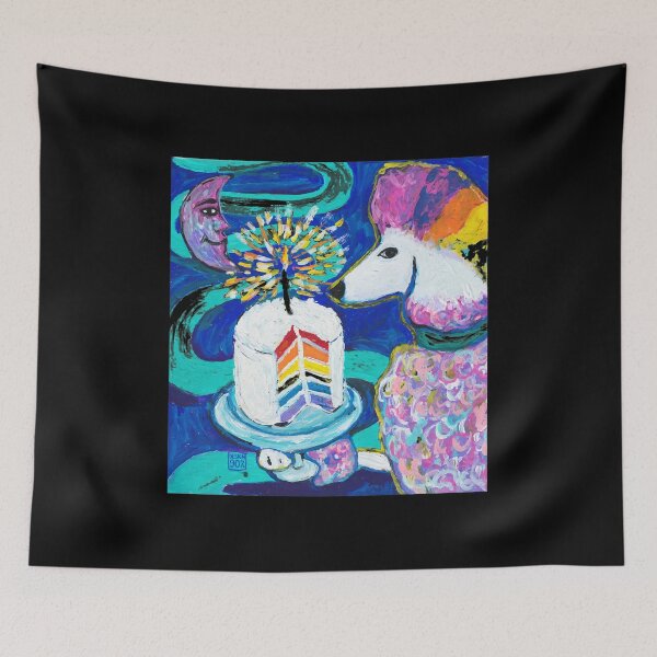 Item preview, Rainbow Poodle with Cake and Moon Art designed and sold by LAWRENCEROUGH.