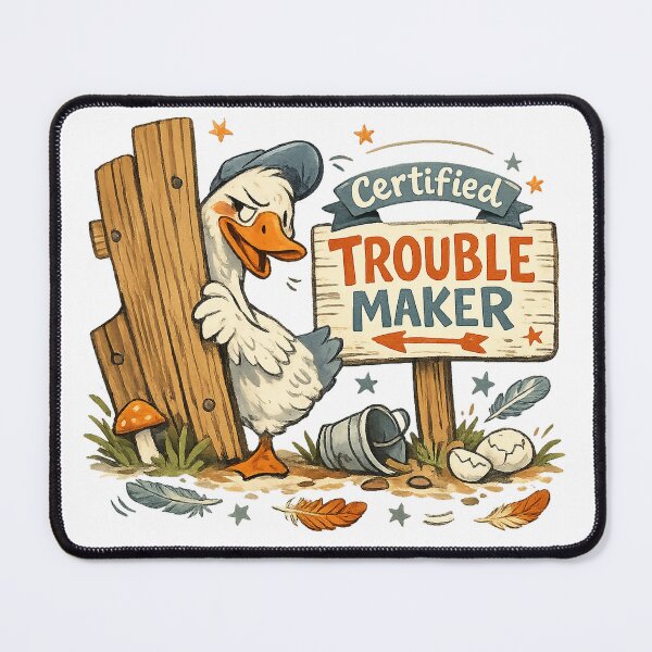 Item preview, Certified Trouble Maker Funny Duck Rustic Farmhouse Humor Art Design designed and sold by inkoutninja.