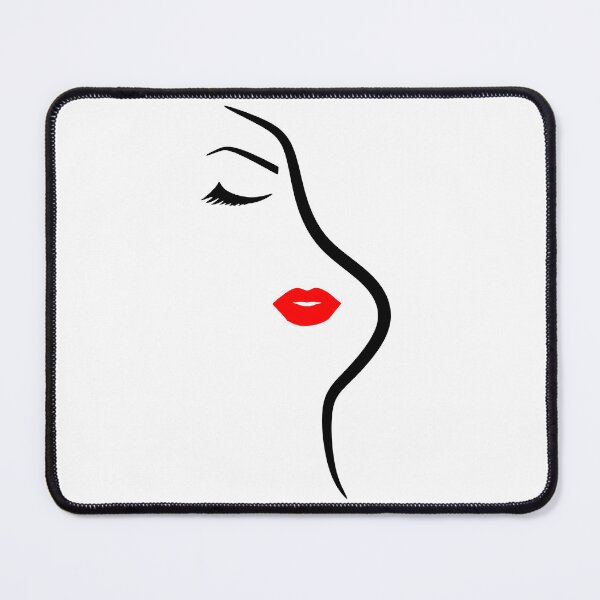 Item preview, Pretty Girl Face Minimalist Art Closed Eyes Eyelashes White Black Red Shapes Mania designed and sold by Shapes-Mania.