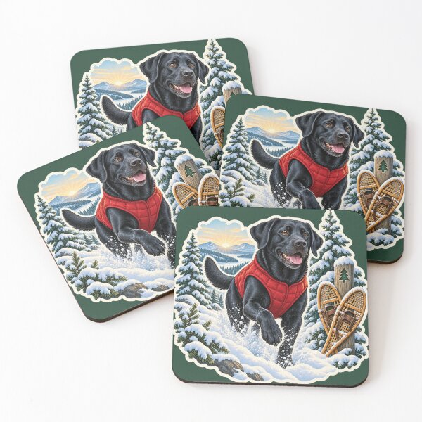 Item preview, Black Lab Snowshoe Trail Adventure Sticker designed and sold by WaynesCave.