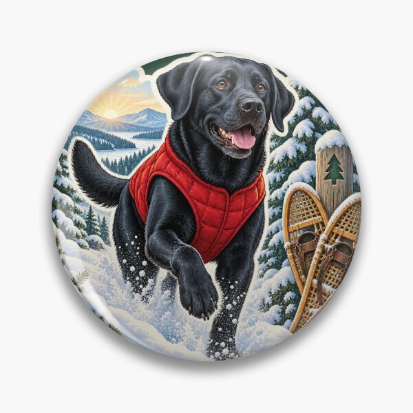 Item preview, Black Lab Snowshoe Trail Adventure Sticker designed and sold by WaynesCave.