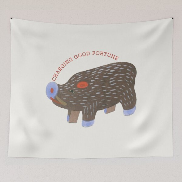 Item preview, Charging Good Fortune - Cute Japanese Wild Boar Inoshishi Sticker designed and sold by NippoKappo.