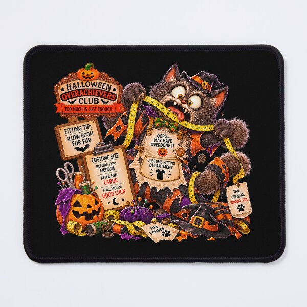 Item preview, ⚡HALLOWEEN OVERACHIEVERS CLUB - Werecat's Costume Fitting Department Chaos - dark version designed and sold by WheelieGdArt.