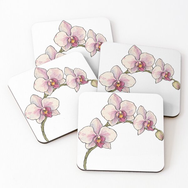 Item preview, Watercolor Pink Orchid Flower Stem in Bloom designed and sold by Jessie's Palette.