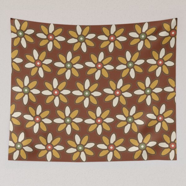 Item preview, Thick-Line Daisy Field 1970s Flower Power Pattern designed and sold by KungPowUnicorn.