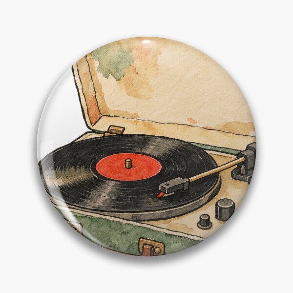 Item preview, Vintage Vinyl Record Player Watercolor Turntable designed and sold by Jessie's Palette.